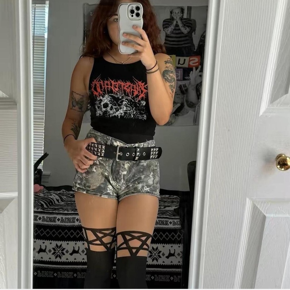Goth/Alternative camo mini shorts